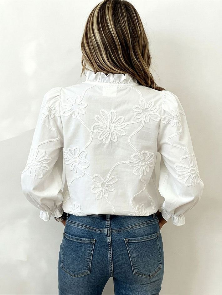 Aixa | Blusa Blanca Bordado Floral