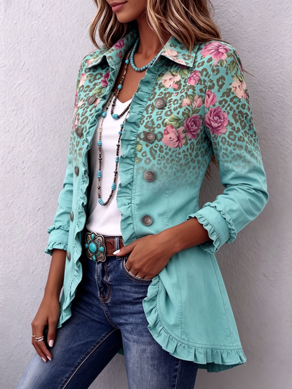 Aurea | Chaqueta Boho Floral y Leopardo