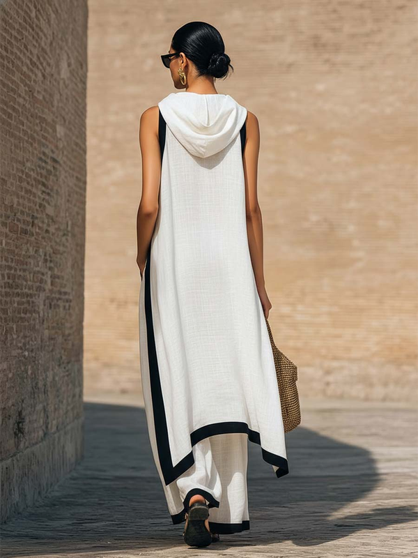 Yenira | Elegante conjunto de dos piezas de algodón y lino con corte artístico