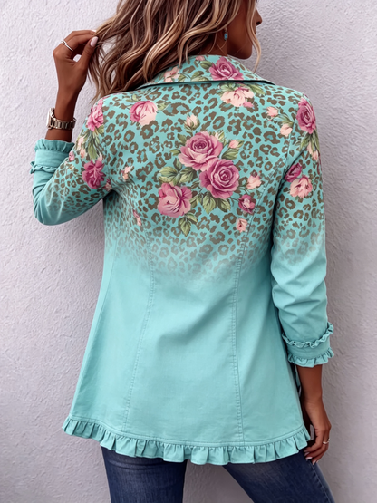 Aurea | Chaqueta Boho Floral y Leopardo