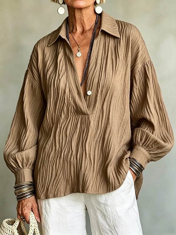 Felisa | Blusa Burdeos Arrugada Cuello V