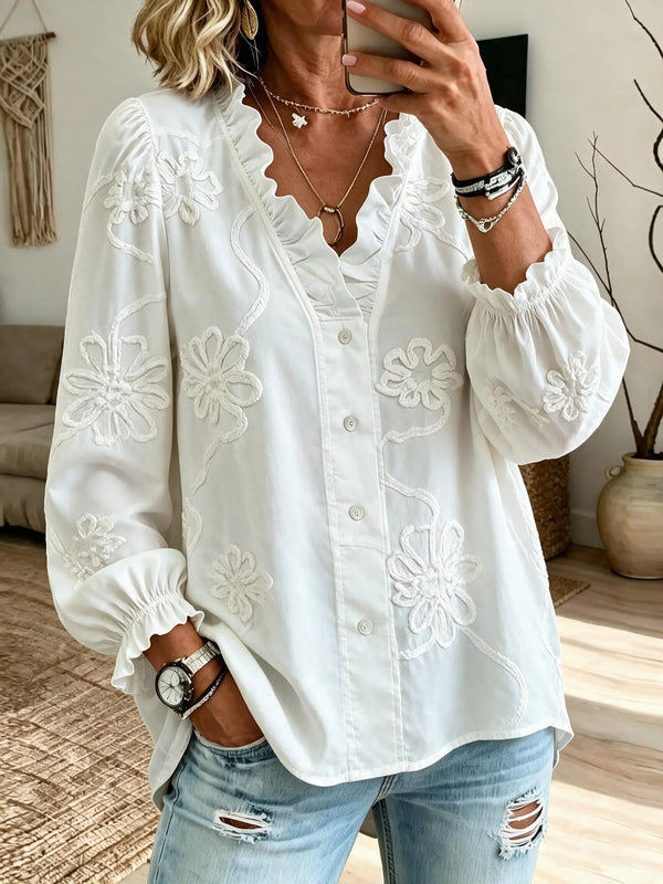 Janire | Blusa Algodón Bordada con Volantes