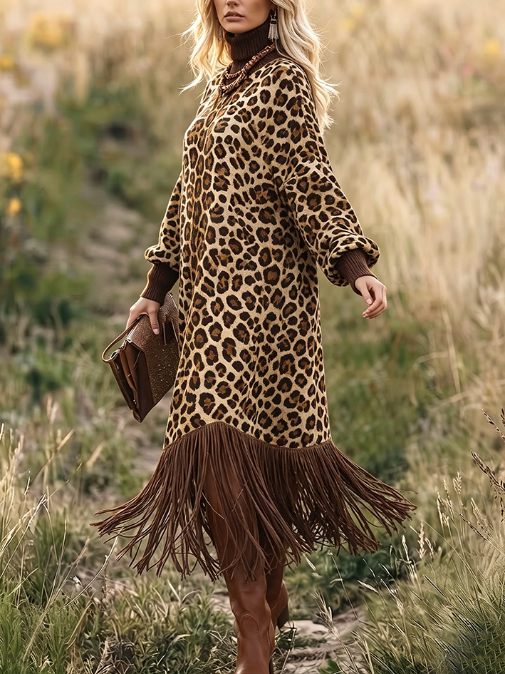 Generosa | Vestido Leopardo Flecos Boho