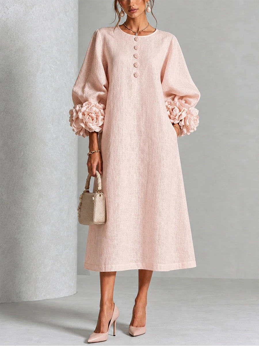 Eider | Vestido Midi con Rosetas 3D