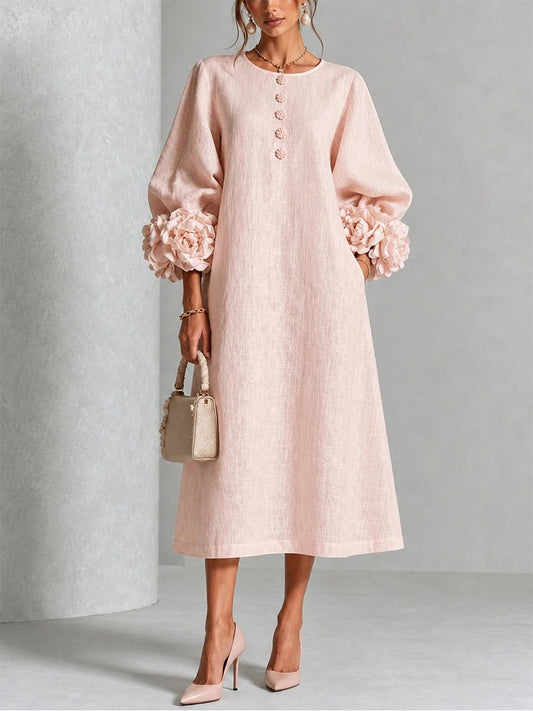 Eider | Vestido Midi con Rosetas 3D