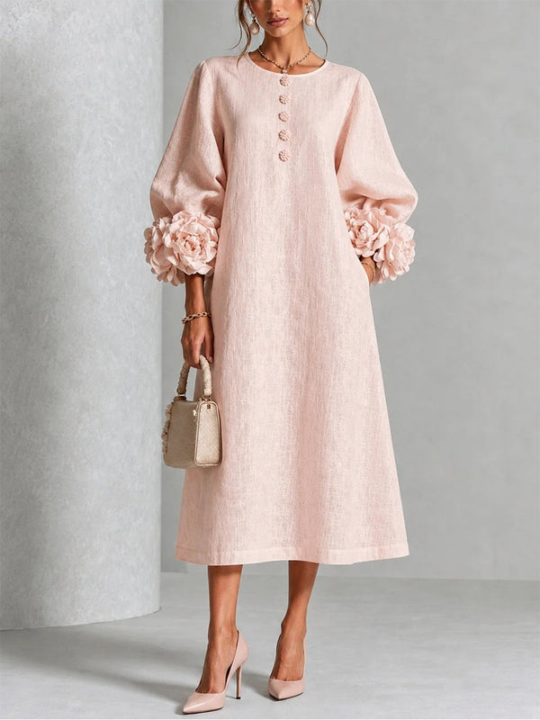 Eider | Vestido Midi con Rosetas 3D