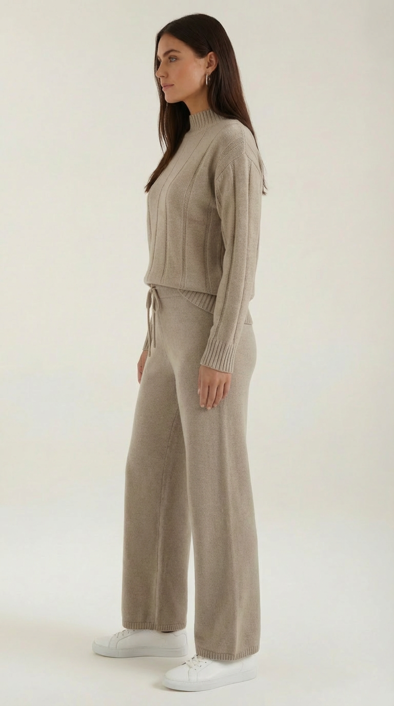 Eleanor | Gebreide trui en wijde broek set