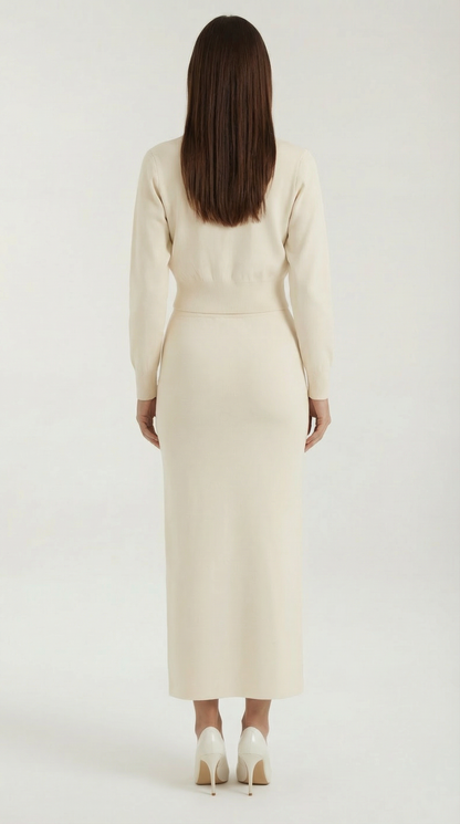 Evelyn Luxe Button-Knit Set