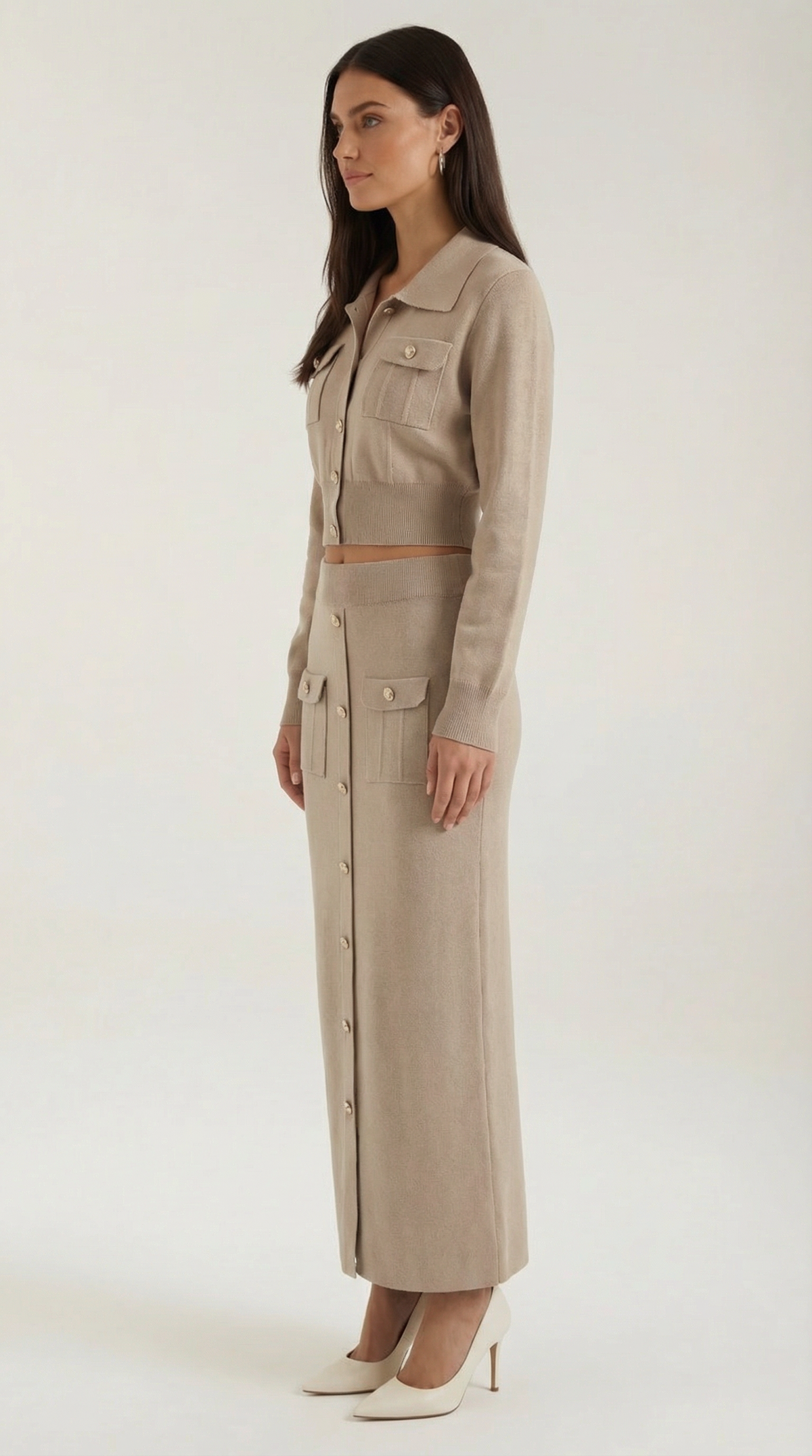 Evelyn Luxe Button-Knit Set