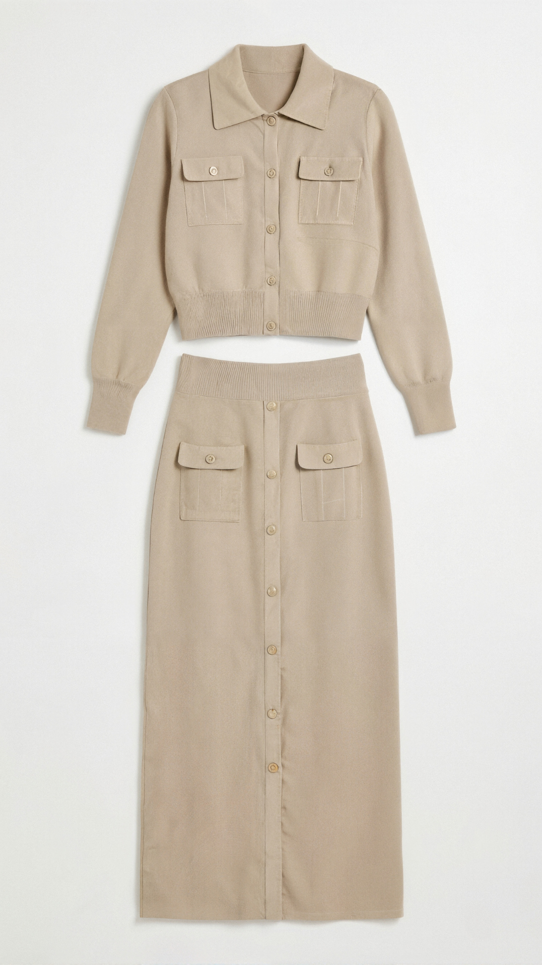 Evelyn Luxe Button-Knit Set
