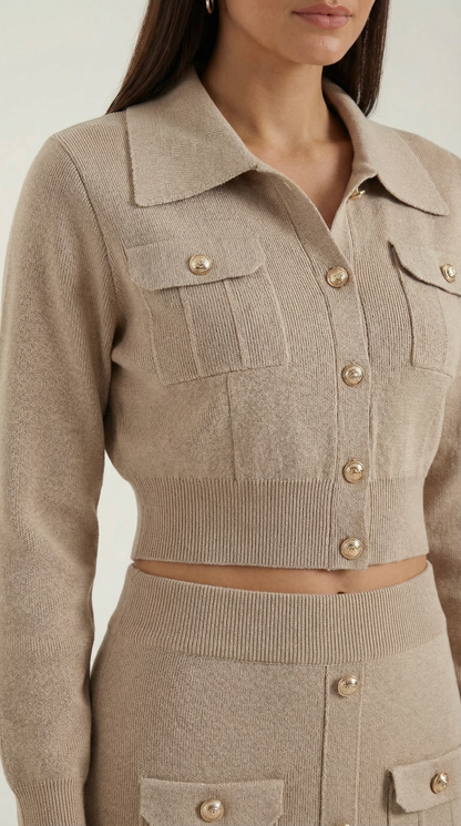 Evelyn Luxe Button-Knit Set