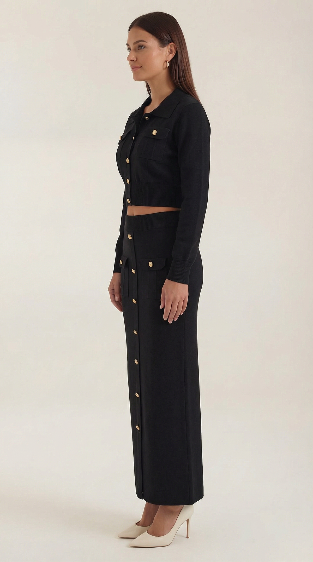 Evelyn Luxe Button-Knit Set