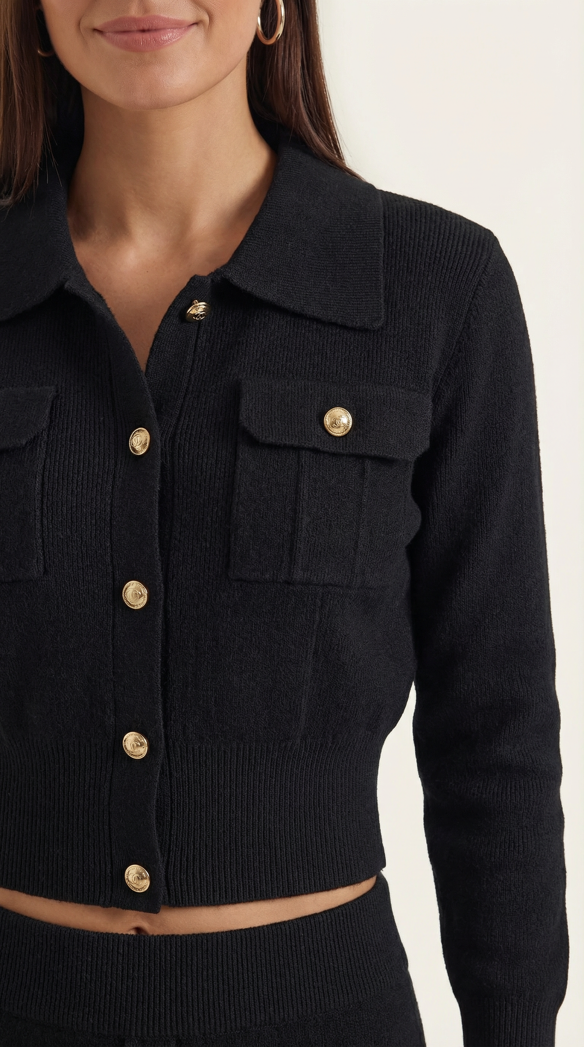 Evelyn Luxe Button-Knit Set