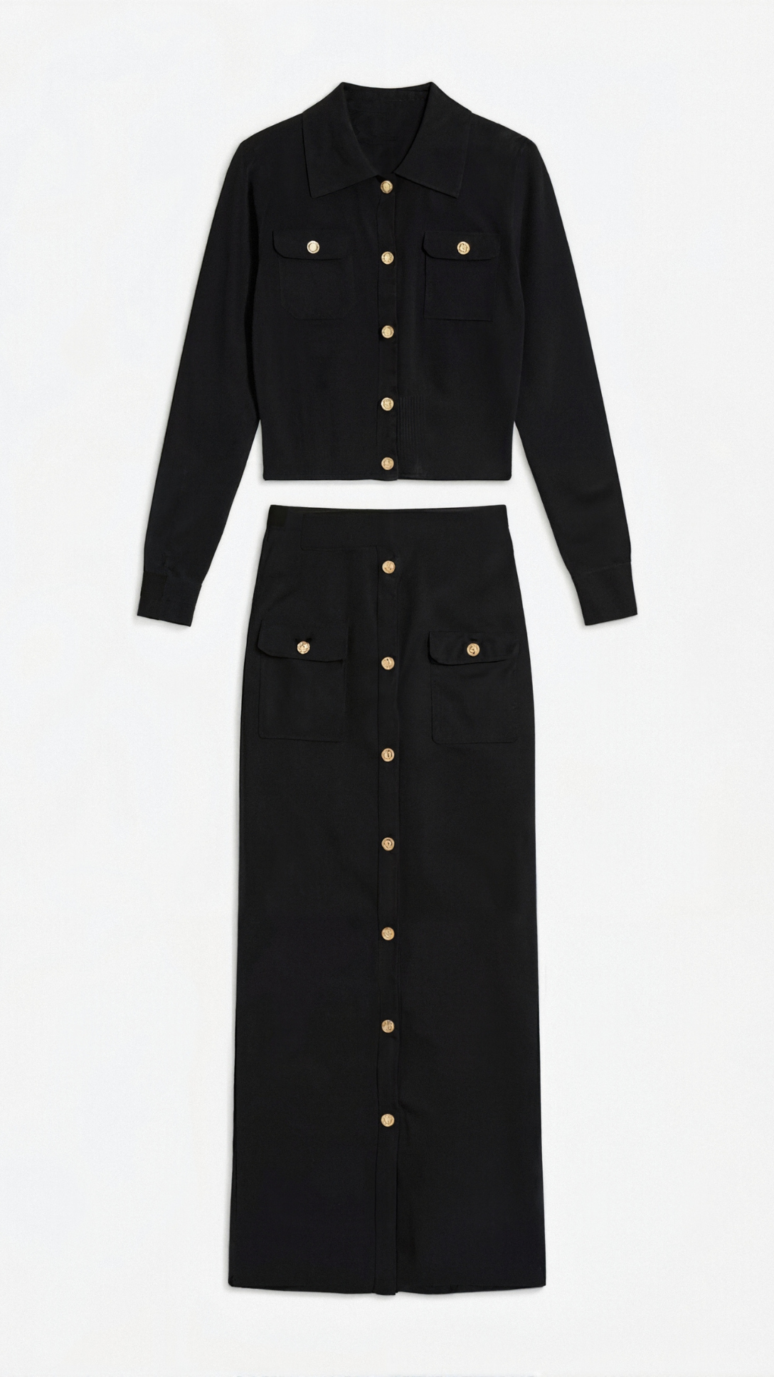 Evelyn Luxe Button-Knit Set