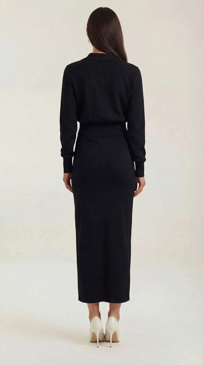 Evelyn Luxe Button-Knit Set