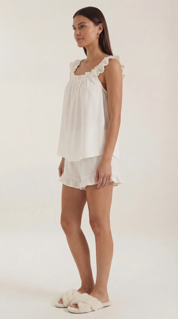 Conjunto de algodón Helen con detalles de volantes