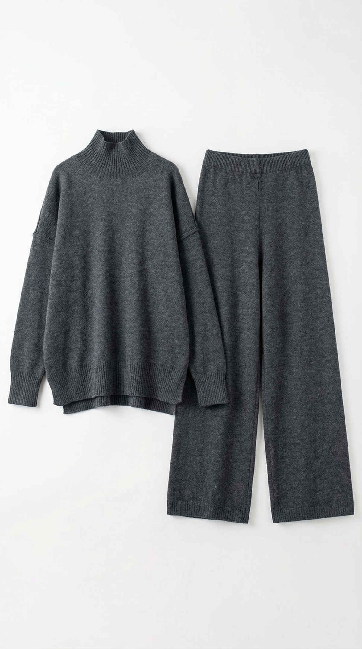 Turtleneck knit sweater and jeans set