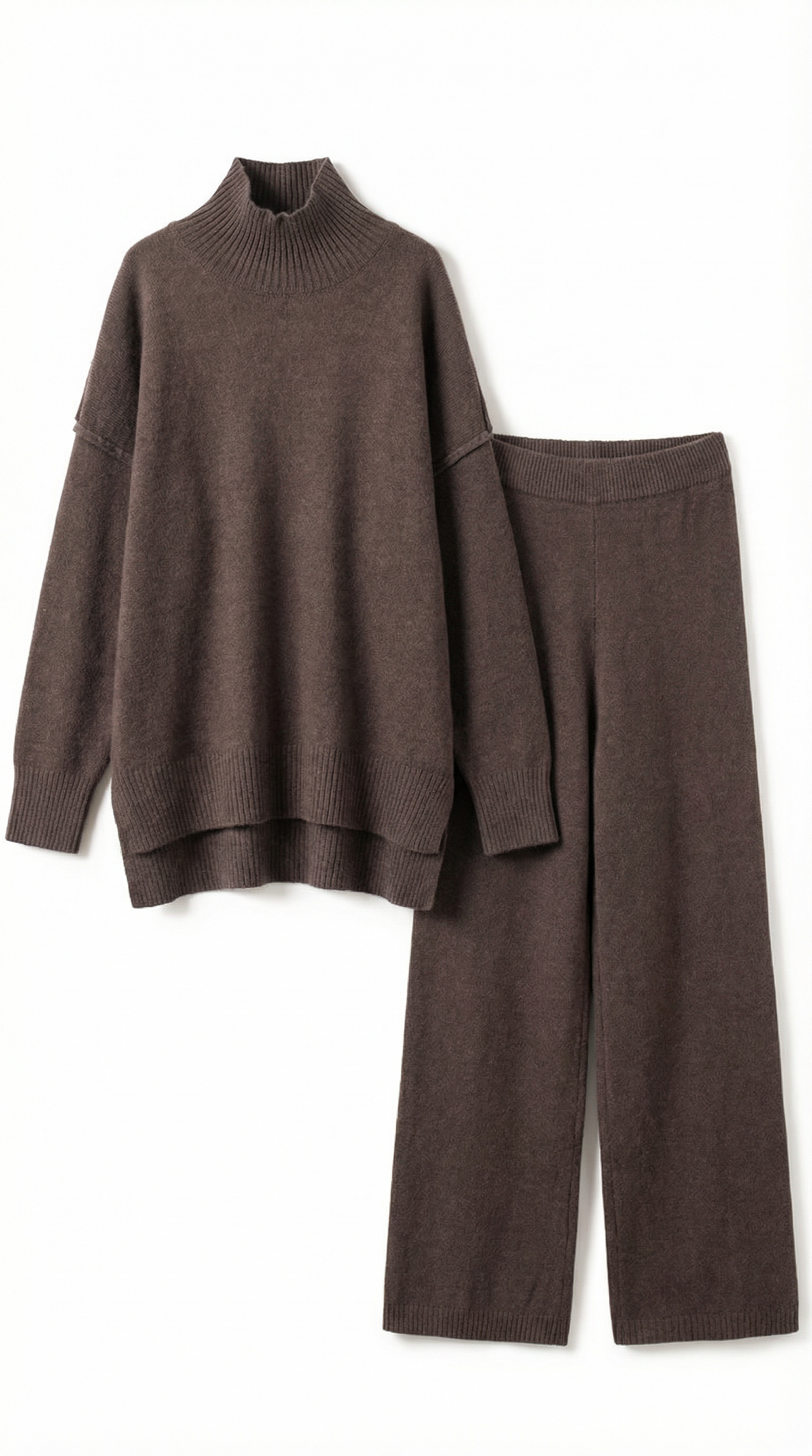 Turtleneck knit sweater and jeans set
